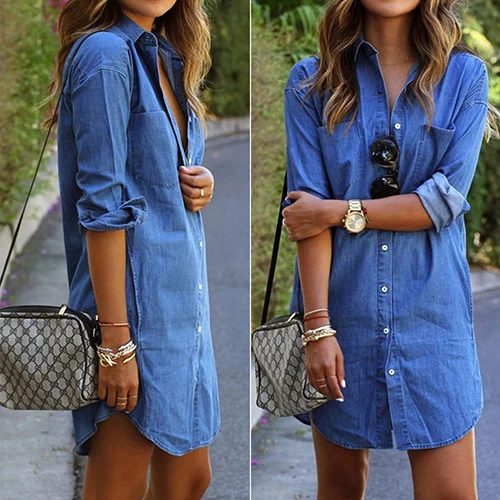 2016 New Product Women's Spring Long Sleeve Casual Denim Blouse Tops Shirt with Pockets
2016 New Product Women's Spring Long Sleeve Casual Denim Blouse Tops Shirt with Pockets