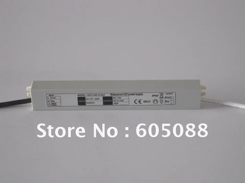 IP67 waterproof DC12v output constant voltage switch power supply 45w,Output current 3750mA,CE&ROHS,lifespan over 50,000hours
IP67 waterproof DC12v output constant voltage switch power supply 45w,Output current 3750mA,CE&ROHS,lifespan over 50,000hours