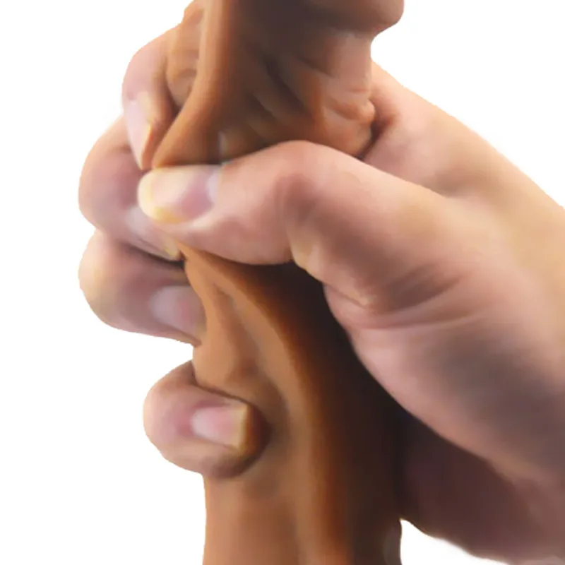 Super flexible double layer silicone realistic shape dildo long and large size sex toys Professional sales store