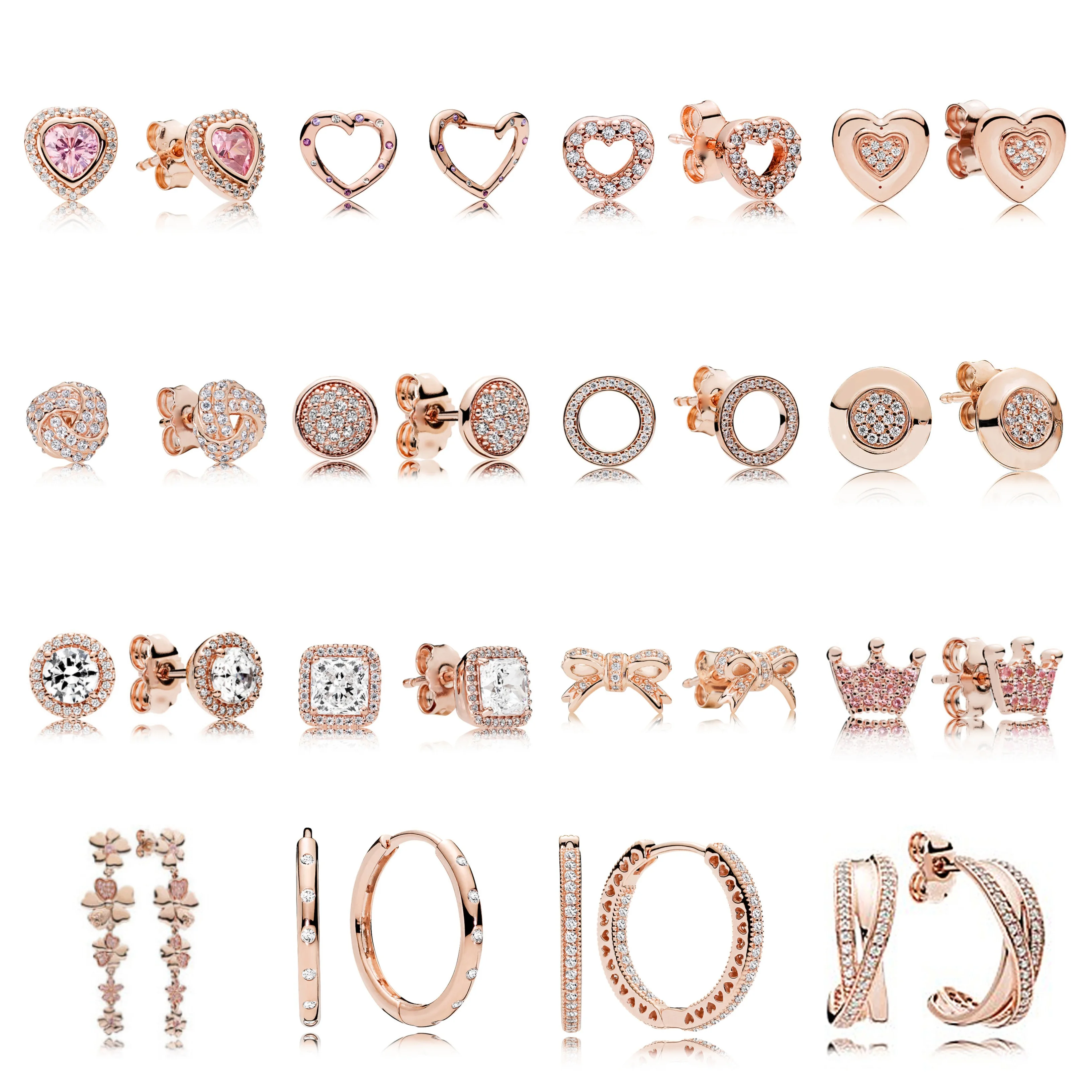 NEW Personality Authentic 925 Sterling Silver Rose Gold Crown Bow Flower Heart Stud Earring Fit European Charm Jewelry
NEW Personality Authentic 925 Sterling Silver Rose Gold Crown Bow Flower Heart Stud Earring Fit European Charm Jewelry