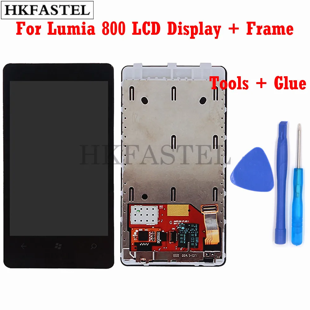 Hkfastel Оригинальный ЖК-экран дигитайзер дисплей для Nokia Lumia 800 с передней ЖК-рамкой