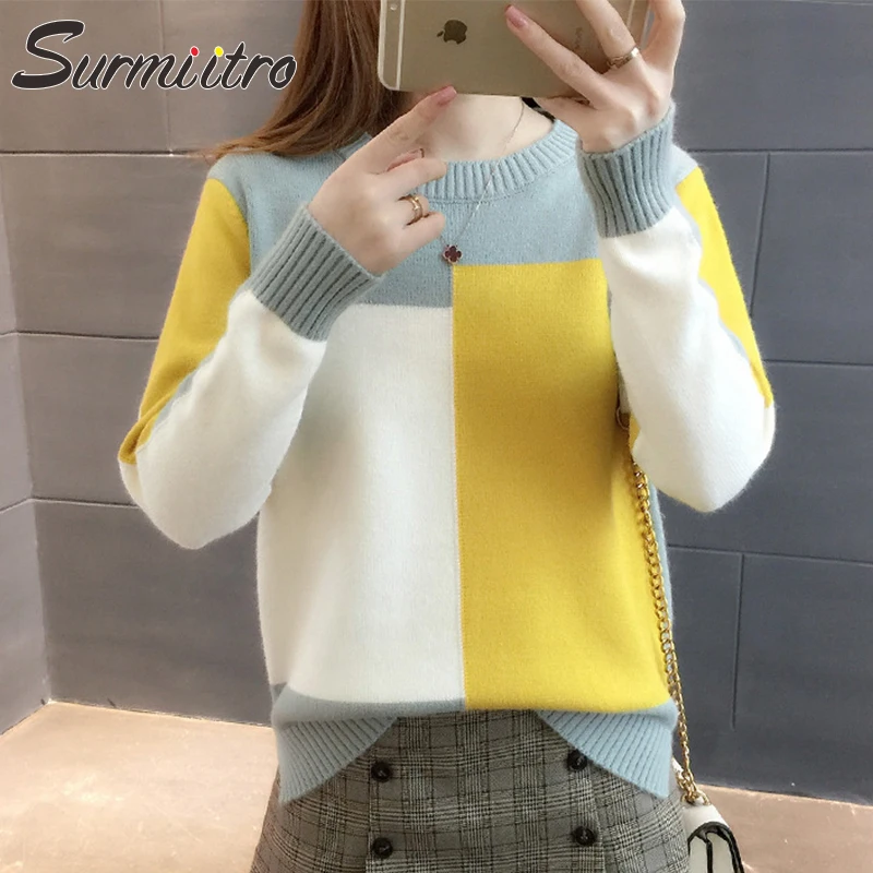 Surmiitro Sweater Female 2019 Autumn Winter Fashion Patchwork Knitted Jumper For Women Ladies Pullover Female Tricot Pull Femme
Surmiitro Sweater Female 2019 Autumn Winter Fashion Patchwork Knitted Jumper For Women Ladies Pullover Female Tricot Pull Femme
