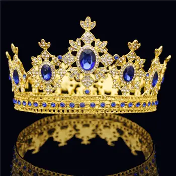 Gorgeous Vintage Baroque Gold Queen King Tiara Crown for Bridal Wedding Hair Jewelry Metal Blue Crystal Round Diadem Ornaments
Gorgeous Vintage Baroque Gold Queen King Tiara Crown for Bridal Wedding Hair Jewelry Metal Blue Crystal Round Diadem Ornaments