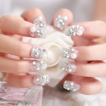 Ladies Delicate Shining Rhinestone False Nails Transparent Simulation Pearl Fake Nails Square Short Size Nail Art Tips With Glue
Ladies Delicate Shining Rhinestone False Nails Transparent Simulation Pearl Fake Nails Square Short Size Nail Art Tips With Glue