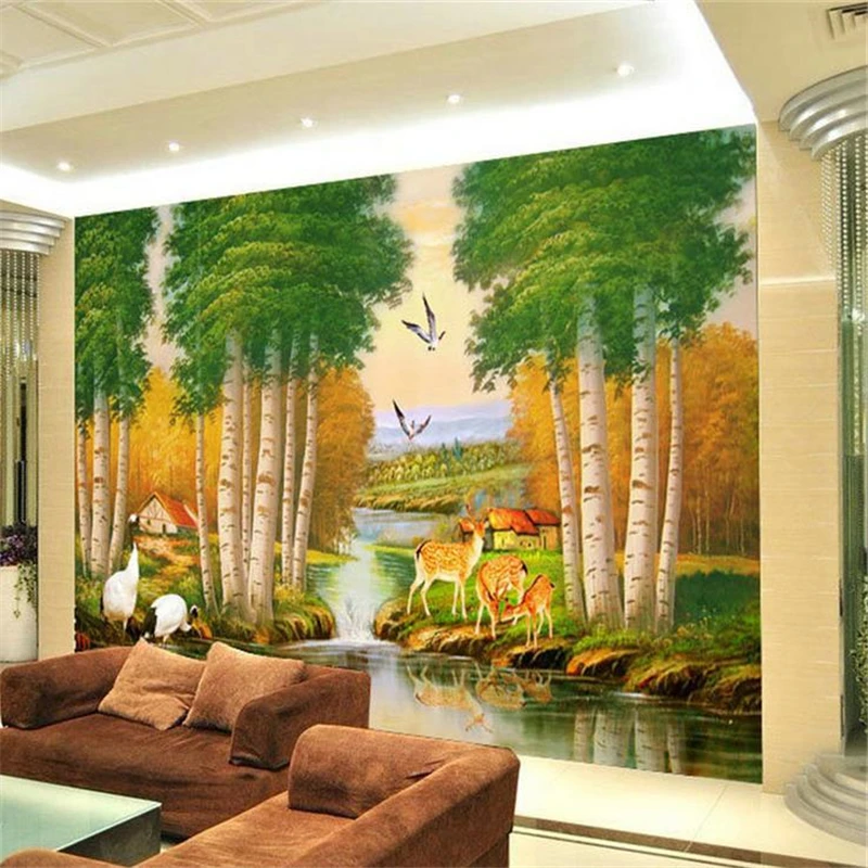 beibehang Seamless 3D TV backdrop of large silk cloth wallpaper European minimalist living room sofa mural papel de parede | Обустройство