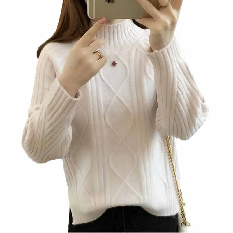 Autumn Winter Women Knit Pullover Sweater 2018New Solid Half Turtleneck Loose Warm Long-sleeved Jumper Sweater Female Tops AA368
Autumn Winter Women Knit Pullover Sweater 2018New Solid Half Turtleneck Loose Warm Long-sleeved Jumper Sweater Female Tops AA368