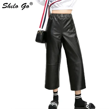 Casual Leather Pants Women Streetwear Streach High Wasit Sheepskin Genuine Leather Wide Leg Capris Concise Loose Trousers 4XL
Casual Leather Pants Women Streetwear Streach High Wasit Sheepskin Genuine Leather Wide Leg Capris Concise Loose Trousers 4XL