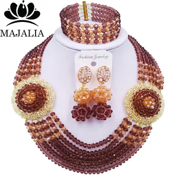 Majalia Romantic Nigeria Wedding African Beads Jewelry Set Dark purple and Gold ab Crystal Necklace Bridal Jewelry Sets 6OP006
Majalia Romantic Nigeria Wedding African Beads Jewelry Set Dark purple and Gold ab Crystal Necklace Bridal Jewelry Sets 6OP006