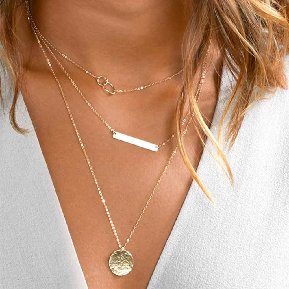 Bohemian Gold Color Chain Circle Long Bar Pendant Necklace Multilayer Choker Necklace for Women Collier Femme Fashion Jewelry
Bohemian Gold Color Chain Circle Long Bar Pendant Necklace Multilayer Choker Necklace for Women Collier Femme Fashion Jewelry