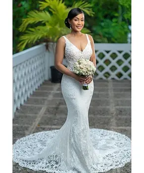 Beach Mermaid Lace Wedding Dress 2019 Backless Plunge V Neck Plus Size Wedding Bridal Gowns Vestido De Novia
Beach Mermaid Lace Wedding Dress 2019 Backless Plunge V Neck Plus Size Wedding Bridal Gowns Vestido De Novia