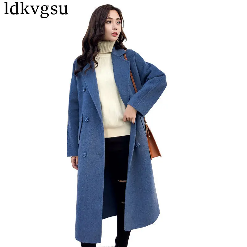 Blue Beige Woolen Coat Female Long Section Korean 2018 New Autumn Winter Lace Tie Wool Trench Coat for Women Overcoat V03
Blue Beige Woolen Coat Female Long Section Korean 2018 New Autumn Winter Lace Tie Wool Trench Coat for Women Overcoat V03
