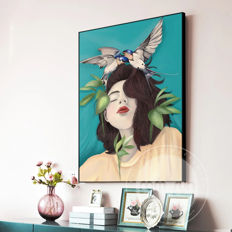NordicComic girl Canvas Feather Bird Poster Print Modern Lady Women Wall Art Painting for Living Room Girl Bedroom Anime Cuadros
NordicComic girl Canvas Feather Bird Poster Print Modern Lady Women Wall Art Painting for Living Room Girl Bedroom Anime Cuadros