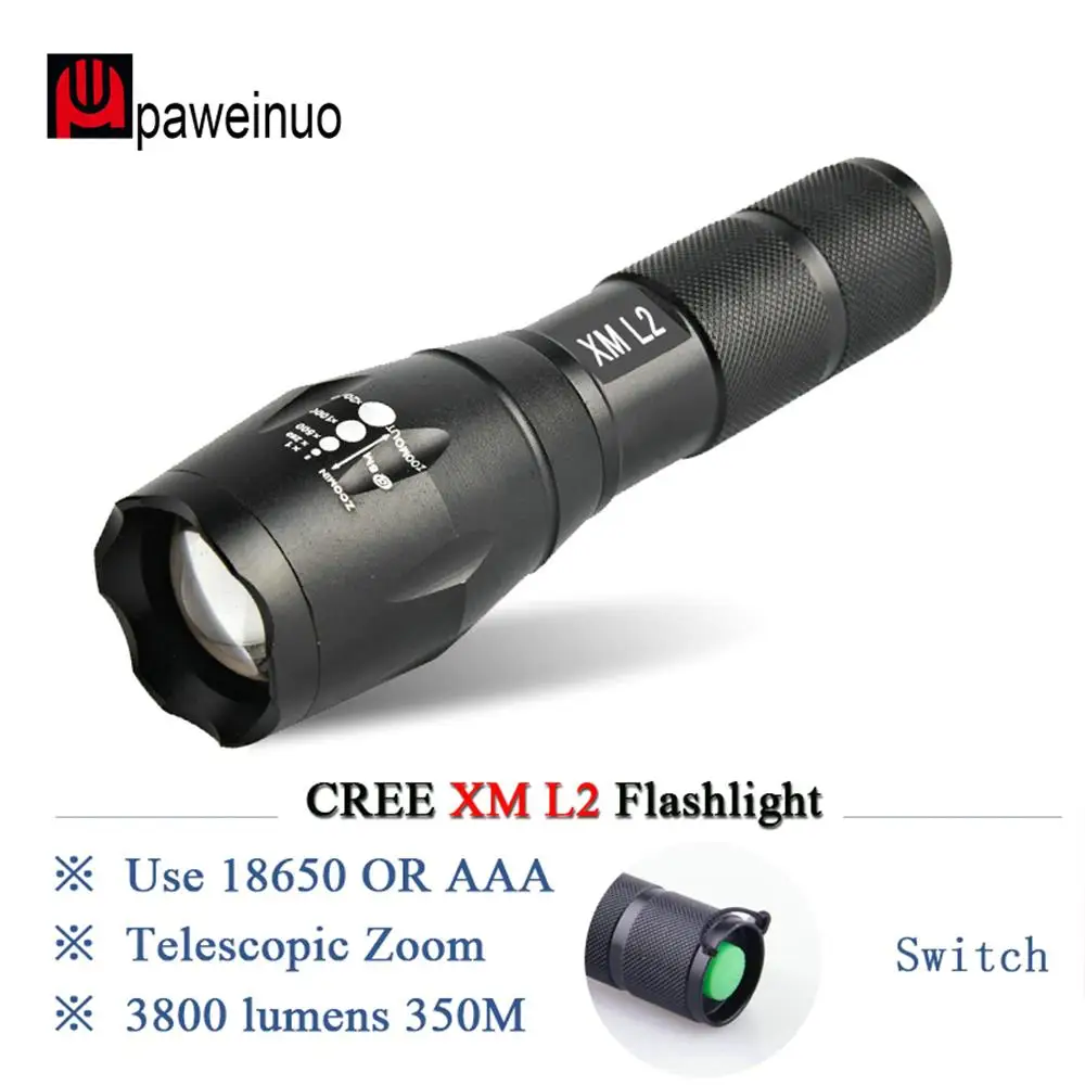 

Powerful LED Flashlight CREE XM-L2 XML T6 Lantern Rechargeable Torch Zoomable Waterproof AAA OR 18650 Battery Lamp Hand Light