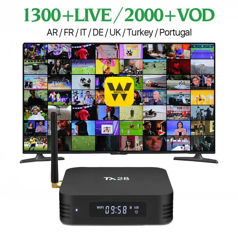 Wechip TX28 set-top box 4GB/32GB 4K Android TV Box 7.1 RK3328 Quad Core 100M LAN 2.4G/5GHz Wifi BT4.1 H.265 HDR10 Smart TV Box
Wechip TX28 set-top box 4GB/32GB 4K Android TV Box 7.1 RK3328 Quad Core 100M LAN 2.4G/5GHz Wifi BT4.1 H.265 HDR10 Smart TV Box