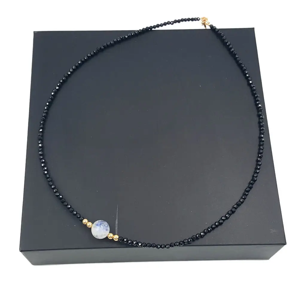 Natrual stone Black Spinels 2-3mm&Moonstones 925 sterling silver Necklace 16inch
Natrual stone Black Spinels 2-3mm&Moonstones 925 sterling silver Necklace 16inch