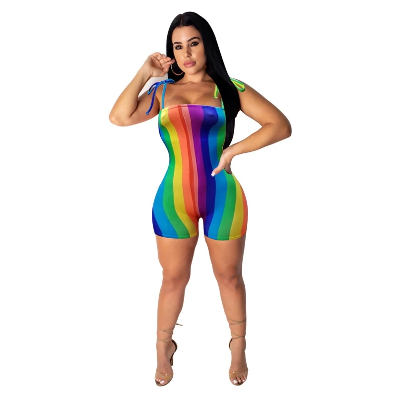 Rainbow Colorful Striped Print Bandage Jumpsuits And Rompers For Women Backless Bodycon Bodysuit Midi Spaghetti Strap Playsuits
Rainbow Colorful Striped Print Bandage Jumpsuits And Rompers For Women Backless Bodycon Bodysuit Midi Spaghetti Strap Playsuits