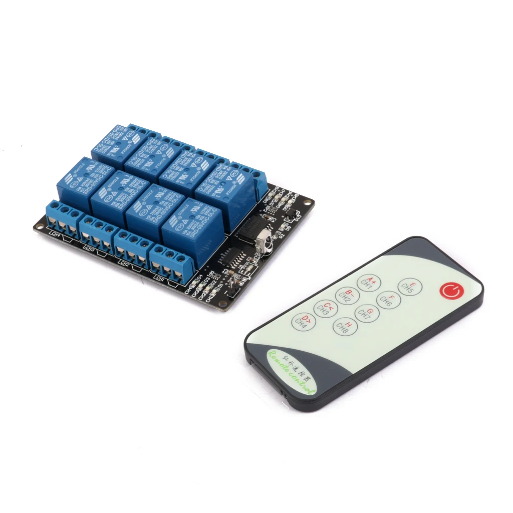8CH 5V Wireless LED Relay Driver Self Locking Module with Infrared Remote 8CH 5V Wireless LED Relay Driver Self Locking Module with Infrared Remote
