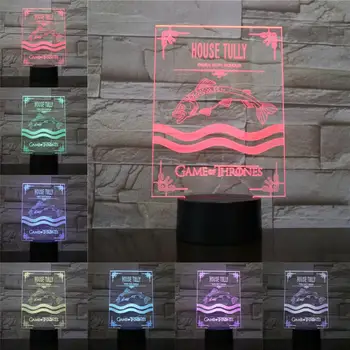 Moive Figure Game of Throne Iron Tully 3D Lamp Illusion Night Light LED Bulb USB RGB Multicolor Fish Lampara Christmas Gifts Toy
Moive Figure Game of Throne Iron Tully 3D Lamp Illusion Night Light LED Bulb USB RGB Multicolor Fish Lampara Christmas Gifts Toy