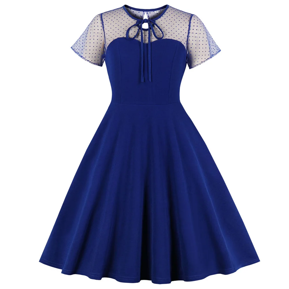 Joineles Lace Stitching Women Retro Party Rockabilly Vintage Pin Up Dress Female Short Sleeve Pockets Solid A-Line Vestidos
Joineles Lace Stitching Women Retro Party Rockabilly Vintage Pin Up Dress Female Short Sleeve Pockets Solid A-Line Vestidos