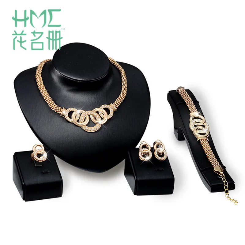Europe and The United States Plated Jewelry Four Pieces Gold Necklace Earrings Bracelet Ring For Ladies Jewelry Sets Accesories
Europe and The United States Plated Jewelry Four Pieces Gold Necklace Earrings Bracelet Ring For Ladies Jewelry Sets Accesories