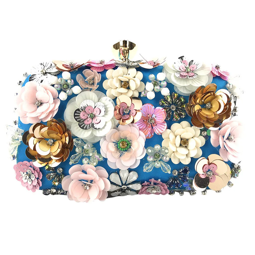 Women Beaded Flower Decoration Clutches Minaudiere Chain Crossbody Bags Party Chains Lock Hasp HandBag Bolso De Mujer
Women Beaded Flower Decoration Clutches Minaudiere Chain Crossbody Bags Party Chains Lock Hasp HandBag Bolso De Mujer