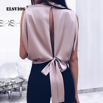 ELSVIOS Sweetly Silky Shirt Women Backless Hollow Out Sexy Tops Casual O Neck Sleeveless Summer Blouse Female Lace Up Bow Blusas
ELSVIOS Sweetly Silky Shirt Women Backless Hollow Out Sexy Tops Casual O Neck Sleeveless Summer Blouse Female Lace Up Bow Blusas
