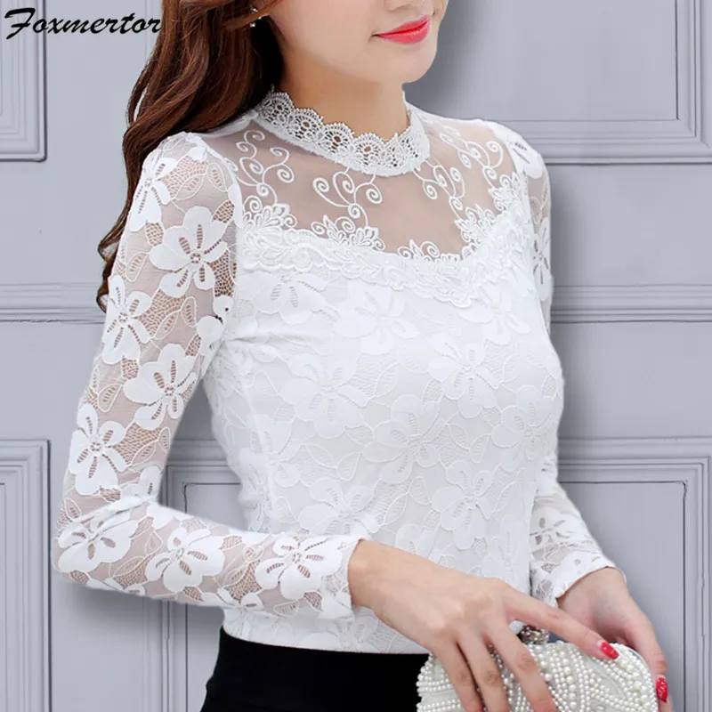2019 Women Sexy Hollow Out Chiffon Lace Blouse Long Sleeve Stand Collar Floral Lace Shirt Tops Casual Women clothing Blusas
2019 Women Sexy Hollow Out Chiffon Lace Blouse Long Sleeve Stand Collar Floral Lace Shirt Tops Casual Women clothing Blusas