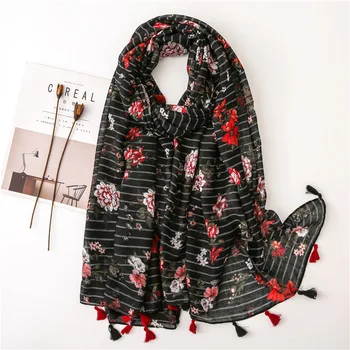 Soft 100% Natural Viscose Scarf Women Luxury Brand Floral Striped Tassel Pashmina Shawl Femme Long Bandana Bufanda Foulard Hijab
Soft 100% Natural Viscose Scarf Women Luxury Brand Floral Striped Tassel Pashmina Shawl Femme Long Bandana Bufanda Foulard Hijab