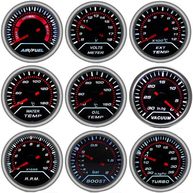2" 52mm Car boost gauge bar psi Exhaust gas temp water temp oil temp oil press Air fuel gauge voltmeter tachometer Boost Gauges
2" 52mm Car boost gauge bar psi Exhaust gas temp water temp oil temp oil press Air fuel gauge voltmeter tachometer Boost Gauges
