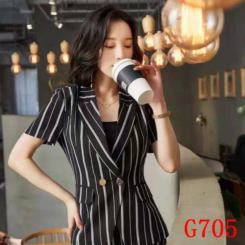 Summer Formal Ladies Black Striped Blazer Women Jackets Short Sleeve Work Wear Business Clothes Elegant OL Style
Summer Formal Ladies Black Striped Blazer Women Jackets Short Sleeve Work Wear Business Clothes Elegant OL Style