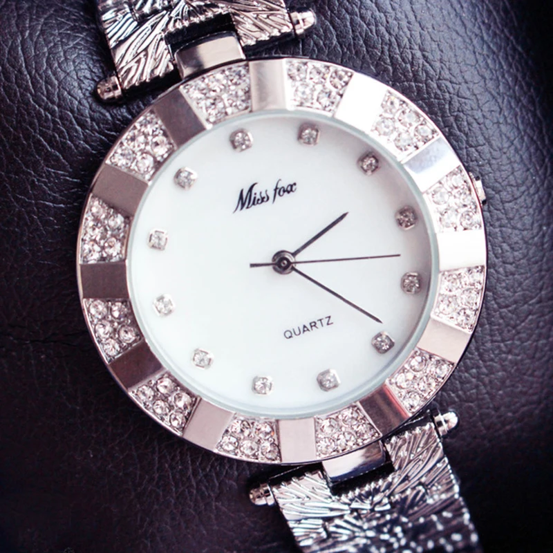 Starry Women Watches with Rhinestones Silver Alloy Band Waterproof Shockproof Female Wristwatches Bracelet Quartz Watch Relogio (19)
