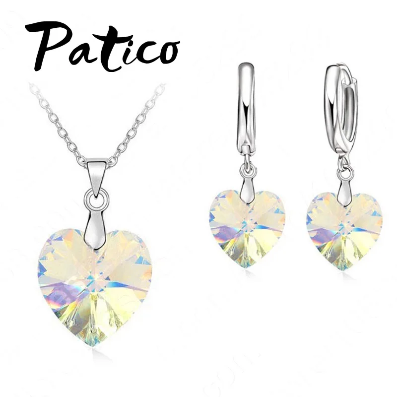 One Set Austrian Crystal 925 Sterling Silver Jewelry Heart Pendant Necklaces Lever Back Earrings Woman Accessories Gift
One Set Austrian Crystal 925 Sterling Silver Jewelry Heart Pendant Necklaces Lever Back Earrings Woman Accessories Gift