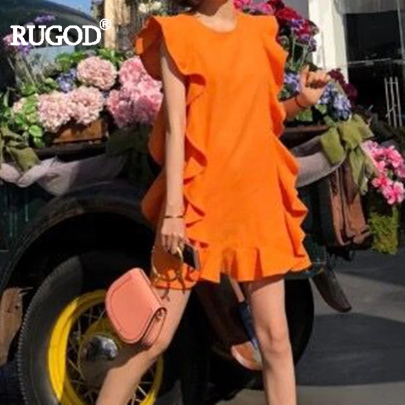 RUGOD Women Mini dress Solid Butterfly sleeve O-neck Straight dress Sleeveless Ruffles Fashion Female dress
RUGOD Women Mini dress Solid Butterfly sleeve O-neck Straight dress Sleeveless Ruffles Fashion Female dress