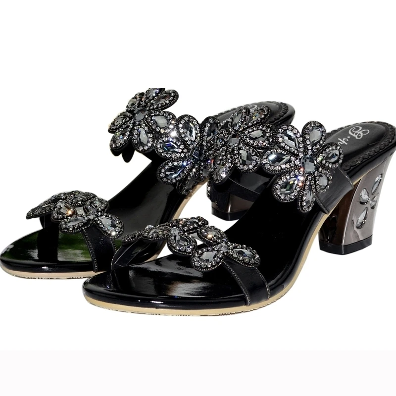 Black Rhinestone Woman Sandals Peep Toe Ladies Chunky High Heels Crystal Slippers Fitting Room Shoes Plus Size US 10 11
Black Rhinestone Woman Sandals Peep Toe Ladies Chunky High Heels Crystal Slippers Fitting Room Shoes Plus Size US 10 11