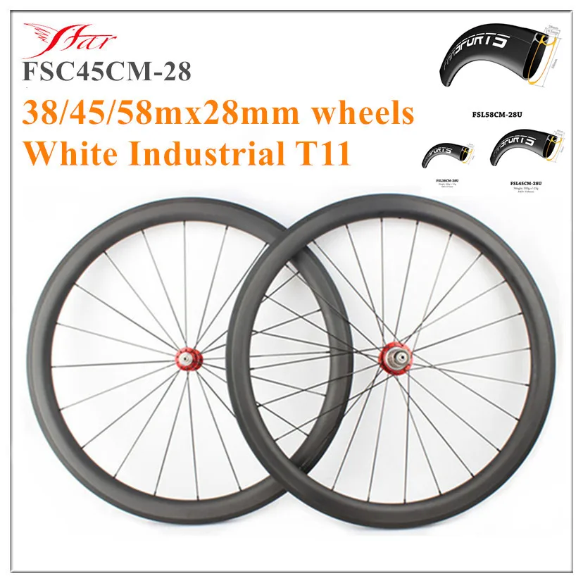 Farsports White Industrial T11 28mm wide clincher wheels 38 45 58mm road bike wheel 20/24H carbon wheelset 700C rim wider tire
Farsports White Industrial T11 28mm wide clincher wheels 38 45 58mm road bike wheel 20/24H carbon wheelset 700C rim wider tire