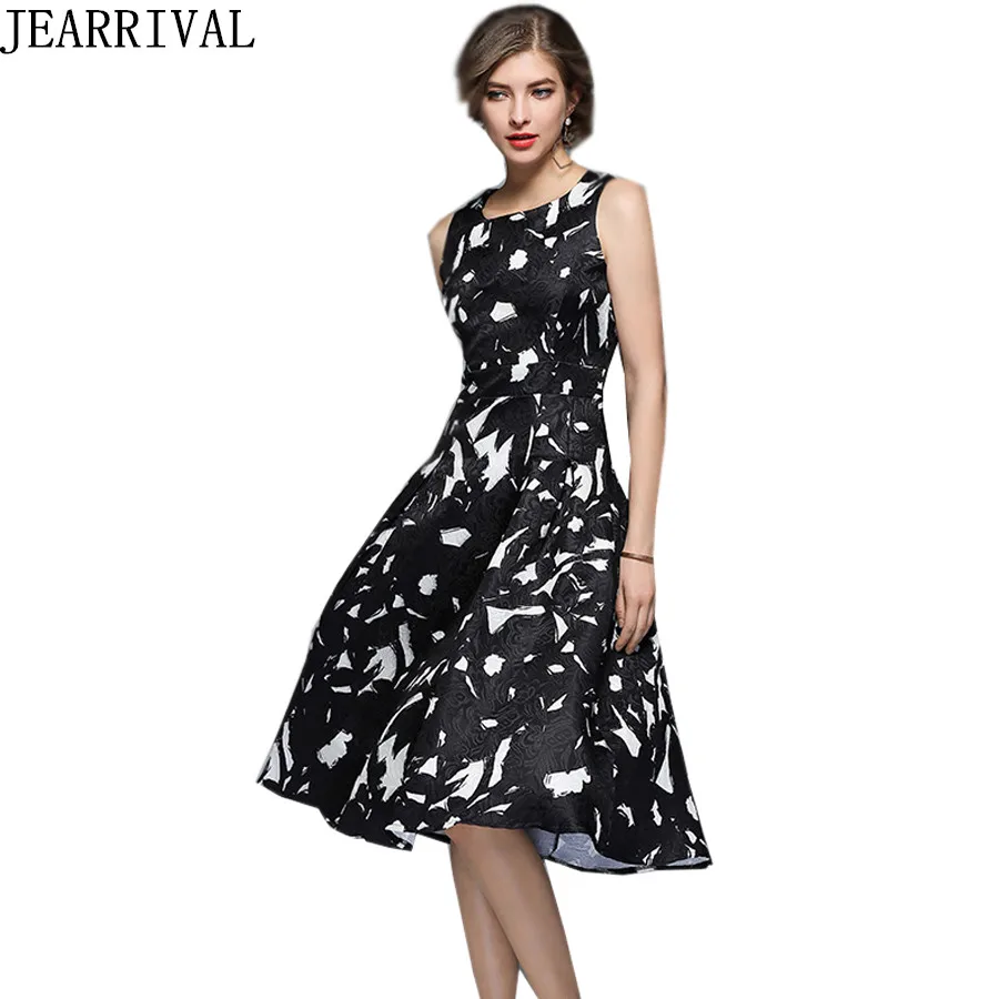 New Summer Dress 2019 Women's Sleeveless O-Neck Ball Gown Vintage Print Jacquard Tunic Party Dress Sundress Vestidos De Festa
New Summer Dress 2019 Women's Sleeveless O-Neck Ball Gown Vintage Print Jacquard Tunic Party Dress Sundress Vestidos De Festa