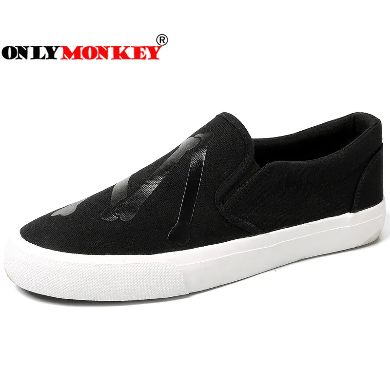 ONLYMONKEY Slip-on Men's Vulcanize Shoes Solid Colors Durable Outsole Men Casual Shoes Flat Walking Casual Sneakers Men