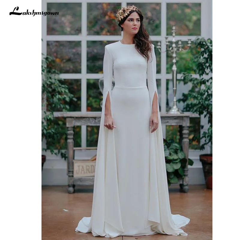 Long Sleeve Satin Wedding Dress Scoop Open Back A Line Outdoor Garden Wedding Bridal Gowns lakshmigown
Long Sleeve Satin Wedding Dress Scoop Open Back A Line Outdoor Garden Wedding Bridal Gowns lakshmigown