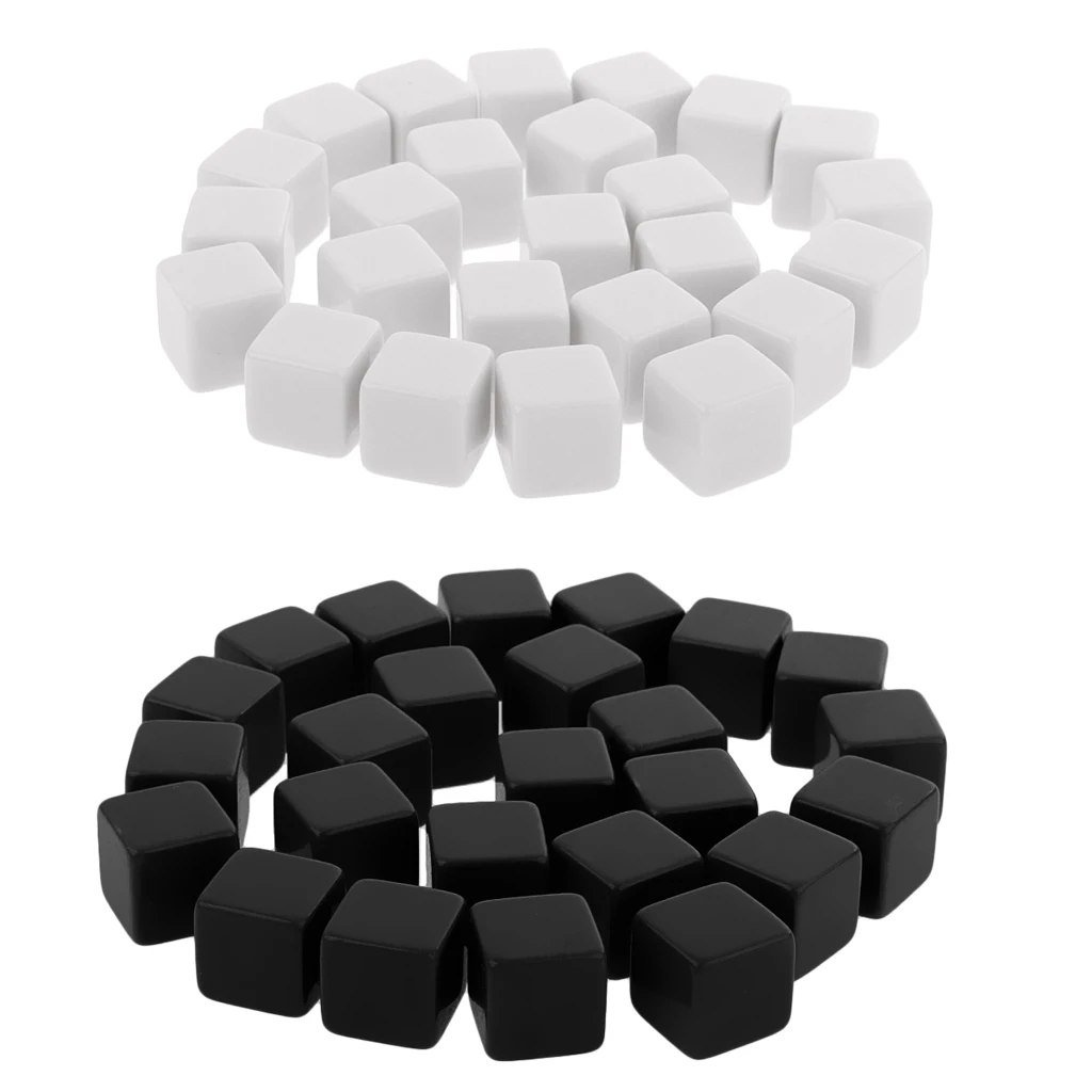 50Pcs Standard Size Blank Dice D6 Six Sided D&D RPG Game Dices 16mm/0.62inch - Black and White Colors
50Pcs Standard Size Blank Dice D6 Six Sided D&D RPG Game Dices 16mm/0.62inch - Black and White Colors