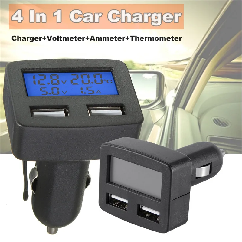 Multifunctional Dual USB Interface Car Kit Charger Thermometer Voltmeter Ammeter 3A Car Cigarette Lighter Type Charger 12/24V
Multifunctional Dual USB Interface Car Kit Charger Thermometer Voltmeter Ammeter 3A Car Cigarette Lighter Type Charger 12/24V