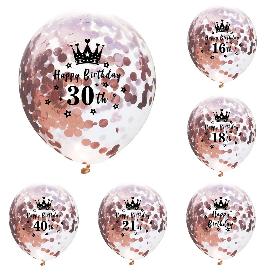 Happy Birthday Crown Number Balloons Rose Golden Confetti Balloons Clear Transparent Latex Balloons For 30th 40th Birthday Party
Happy Birthday Crown Number Balloons Rose Golden Confetti Balloons Clear Transparent Latex Balloons For 30th 40th Birthday Party