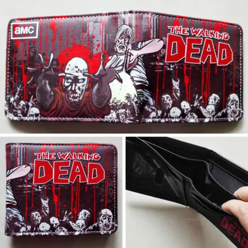 2018 AMC The Walking Dead LOGO 04 wallets Purse Red 12cm Leather Man New W106 | Багаж и сумки