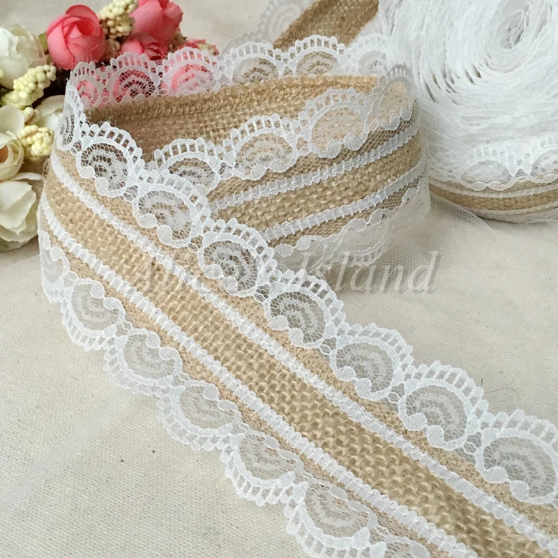 2m/roll jute burlap ribbon with write lace rustic wedding decor wedding decoration centerpieces decoracion vintage
2m/roll jute burlap ribbon with write lace rustic wedding decor wedding decoration centerpieces decoracion vintage