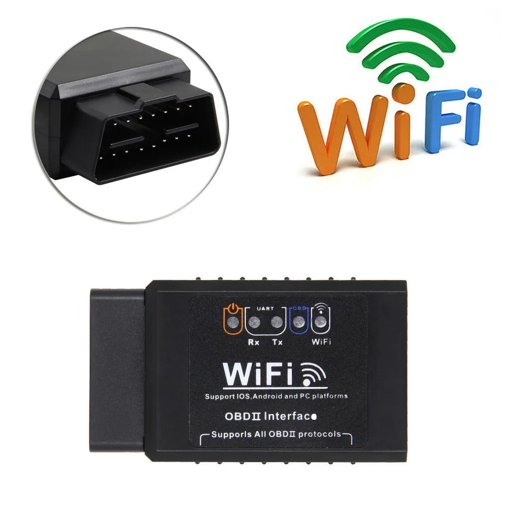 Черный WIFI подключение ELM327 V1.5 OBD2 считыватель кодов автомобиля сканирование