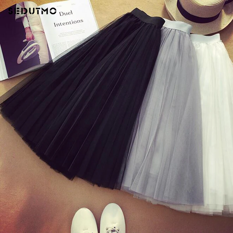 SEDUTMO 2018 Tulle Skirts Women High Waist Tutu Skirt Elastic Black Pleated Vintage White Ball Gown Maxi Skirt ED307
SEDUTMO 2018 Tulle Skirts Women High Waist Tutu Skirt Elastic Black Pleated Vintage White Ball Gown Maxi Skirt ED307