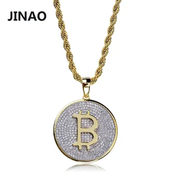 JINAO Hip Hop New Fashion Iced Out Round Bitcoin Pendant Micro Pave CZ Stone Necklace Gold Color Plated Gold Chain For Men Gift
JINAO Hip Hop New Fashion Iced Out Round Bitcoin Pendant Micro Pave CZ Stone Necklace Gold Color Plated Gold Chain For Men Gift