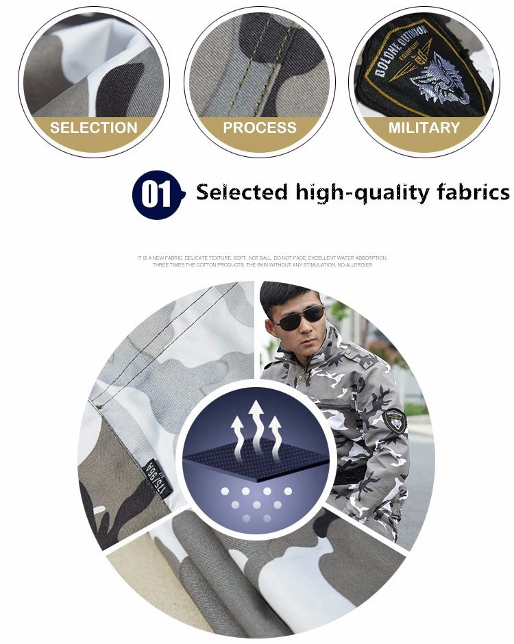 Men's Hunting Clothes Snow Camouflage Suits Outfit US Army Uniforms Military Tactical Combat Clothing Set Multicam Jacket Pants 8