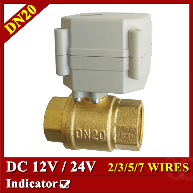 DC12V and 24V Full Bore 3/4'' motorized ball valve 2/3/5/7 wires With indicator for HVAC Water Heater
DC12V and 24V Full Bore 3/4'' motorized ball valve 2/3/5/7 wires With indicator for HVAC Water Heater