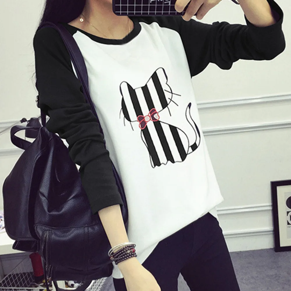 korean fashion clothing shirt Womens Long Sleeve Regular Round Neck Cat Printing Blouse cartoon women's shirt
korean fashion clothing shirt Womens Long Sleeve Regular Round Neck Cat Printing Blouse cartoon women's shirt