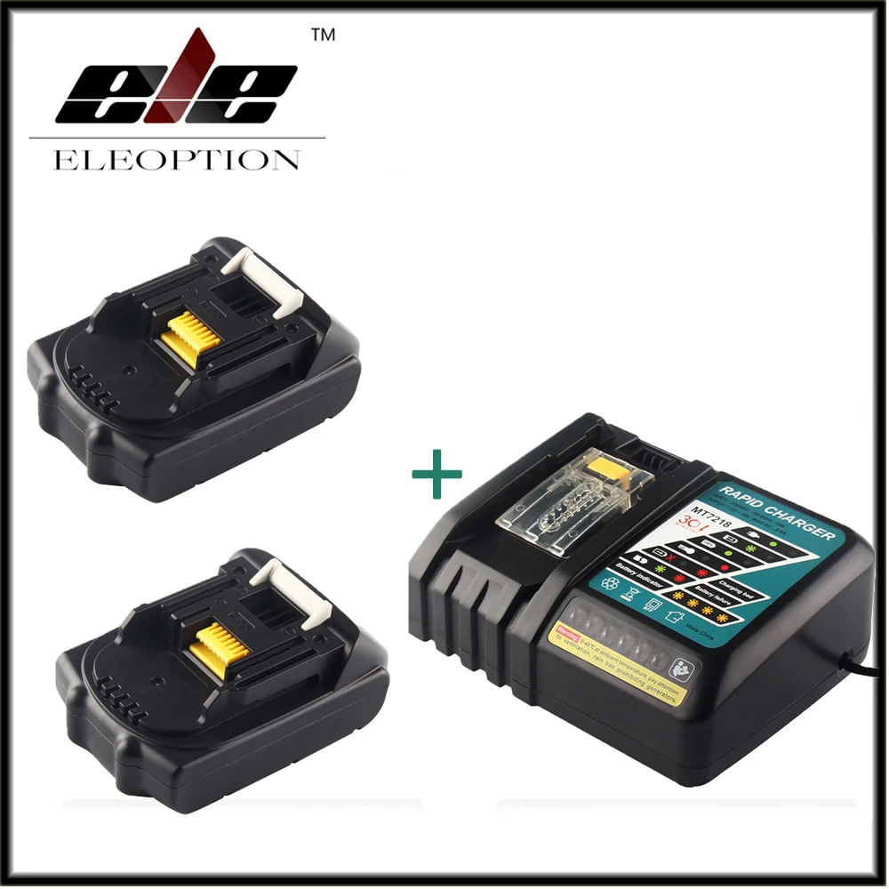 Eleoption 18V 2000mAh Li-ion 2 pcs Replacement Power Tool Battery For MAKITA 194205-3 194309-1 BL1815 + 7.2V-18V Charger
Eleoption 18V 2000mAh Li-ion 2 pcs Replacement Power Tool Battery For MAKITA 194205-3 194309-1 BL1815 + 7.2V-18V Charger
